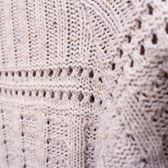 Unbranded Crochet Knit Women's Oatmeal Sweater with Feminine Detail - Picture 6 of 12